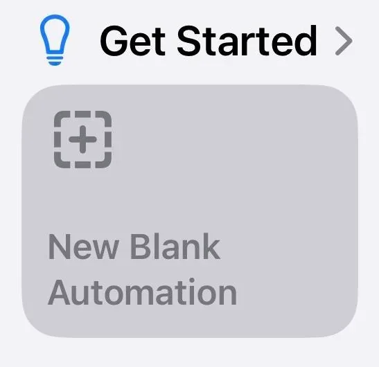 Shortcuts New Blank Automation tile