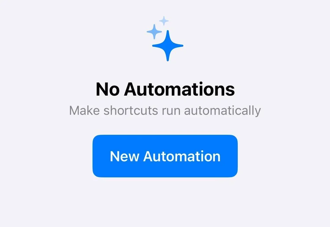 Shortcuts New Automation button