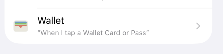 Shortcuts Wallet automation option on iOS 26